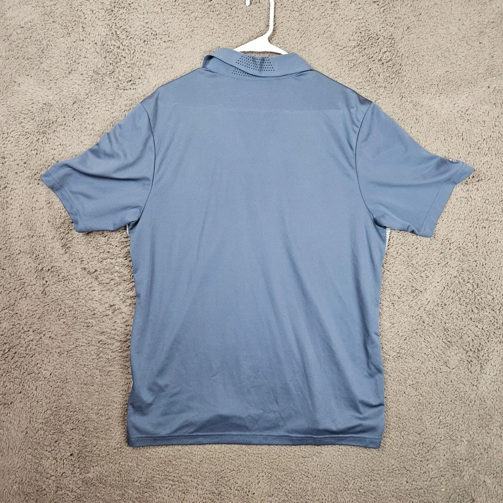 Adidas Climachill Mens Large Blue Gray Striped Golf Polo Shirt